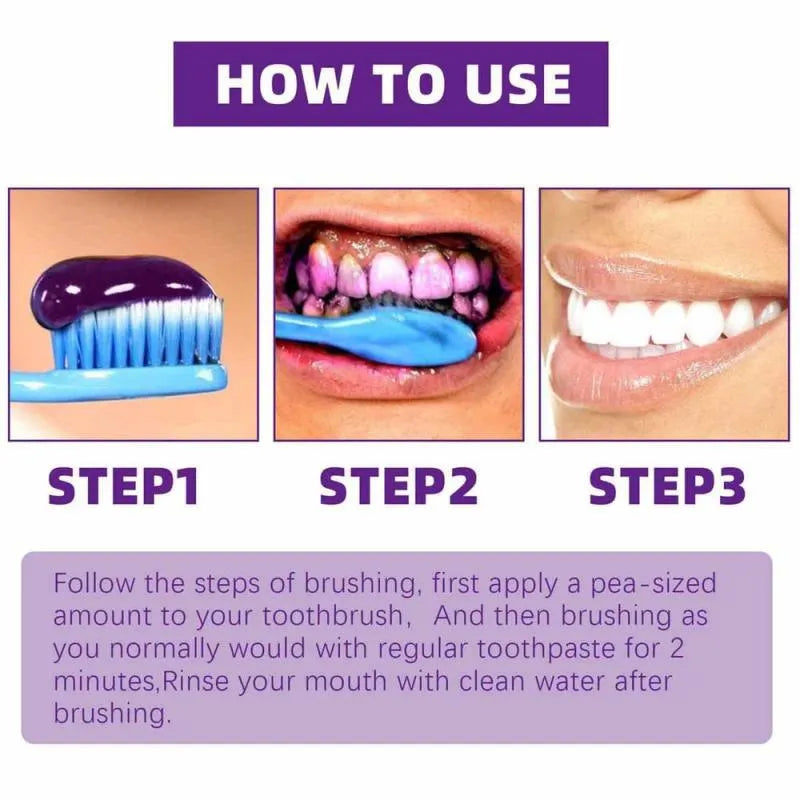 Hismile V34 Purple Whitening Toothpaste Remove Stains Reduce Yellowing Care For Teeth Gums Fresh Breath Brightening Teeth