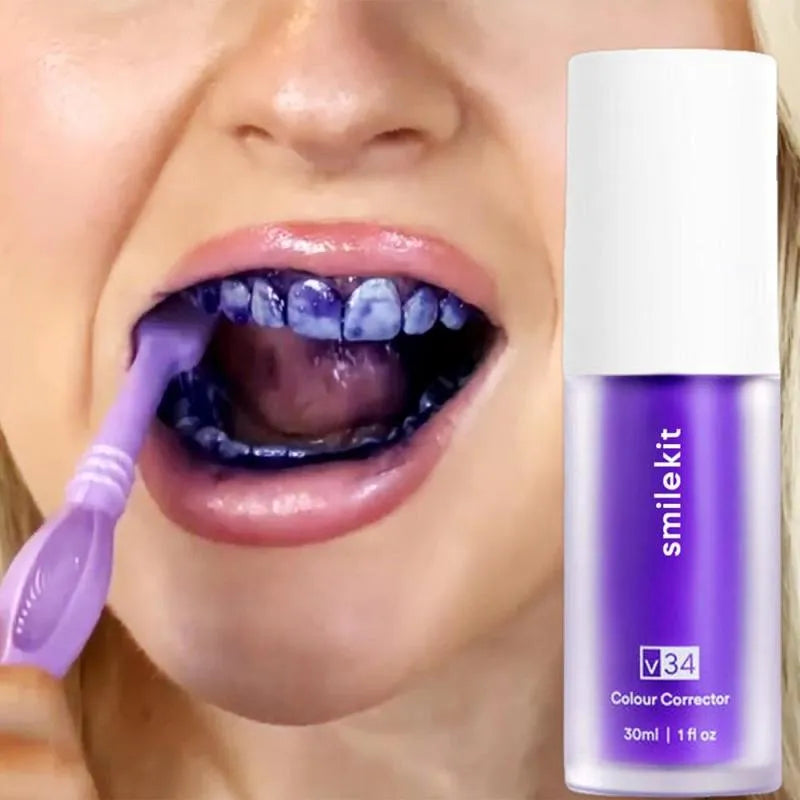 Hismile V34 Purple Whitening Toothpaste Remove Stains Reduce Yellowing Care For Teeth Gums Fresh Breath Brightening Teeth