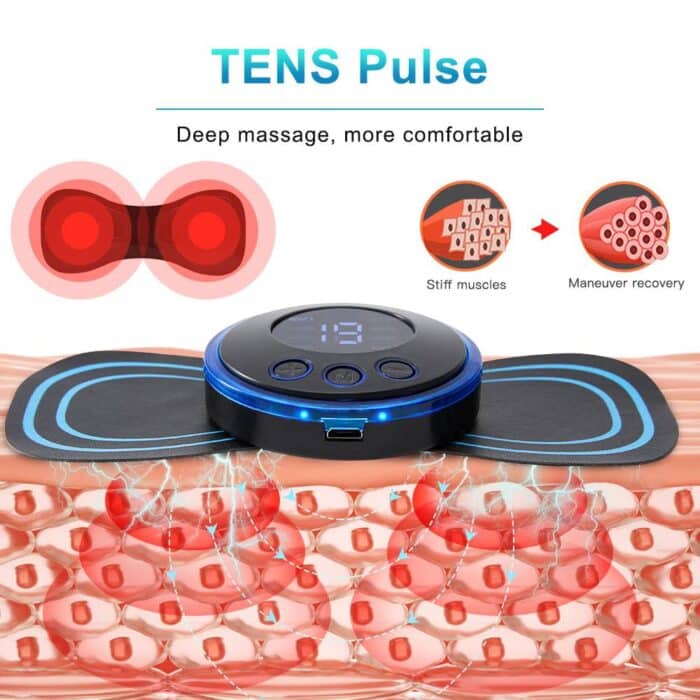 LCD Display EMS Neck Massage Electric Massager Cervical Neck Back Patch 8 Mode Pulse Muscle Stimulator Portable Relief Pain